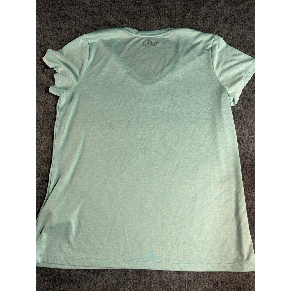Under Armour HeatGear Women’s T‑Shirt Size L Light Green Loose Fit V‑Neck Short